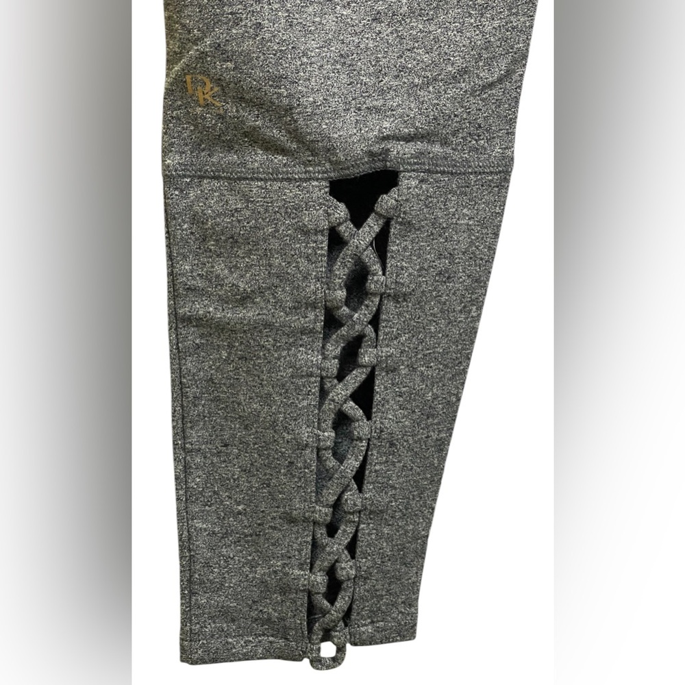 DONNA KARAN ACTIVE LEGGINGS PANTS ANKLE WOMEN CUT OUT BACK COLOR GREY SIZE LARGE - Picture 6 of 14